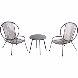 Rete - Ensemble de 2 fauteuils + 1 table basse gris foncé Découvrez le charme et l'élégance de l'ensemble Acapulco en couleur ...