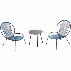 Rete - Ensemble de 2 fauteuils + 1 table basse bleu Découvrez le charme et l'élégance de l'ensemble Acapulco en couleur terra ...