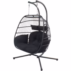 Fauteuil suspendu aspect rotin noir 2 places avec support Détendez-vous en duo dans ce joli fauteuil suspendu 2 places hyper ...