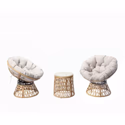 PAPASAN - Salon de jardin effet rotin 2 fauteuils rotatifs et 1 table Découvrez le salon de jardin PAPASAN, parfait pour les  ...