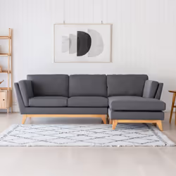 Canapé d'angle réversible 4 places en tissu gris foncé NORDEN , Concept Usine