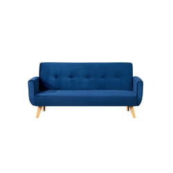 Canapé scandinave convertible 3 places en velours bleu nuit MALMO, Concept Usine