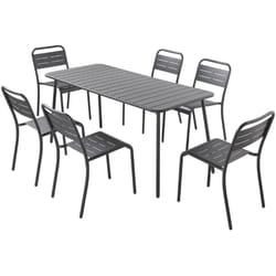 Concept-usine - bergame -Ensemble table et chaises 6 personnes gris foncé