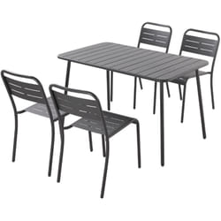 Concept-usine - bergame - Ensemble table et chaises gris foncé 4/6 places