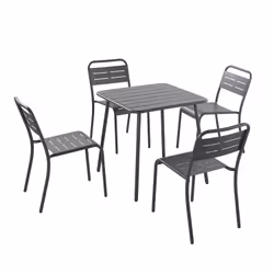 Ensemble table + chaises gris foncé 4 places BERGAME, Concept Usine