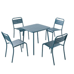 Ensemble table + chaise en acier bleu 4 places BERGAME, Concept Usine