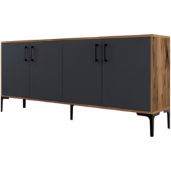 Buffet style industriel 180cm avec 4 portes et 4 étagères Ajoutez une touche d'élégance fonctionnelle à votre espace de vie a ...