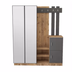 Meuble d'entrée design bois et gris avec miroir ANKA, Concept Usine