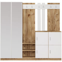 Anka - Meuble d'entrée avec miroir bois et blanc