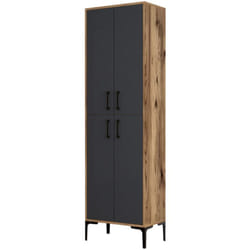 Yanka - Colonne de rangement bois et gris