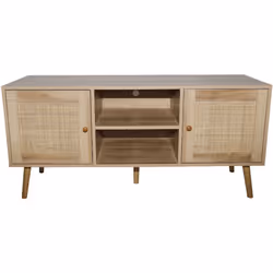 Buffet en bois avec 2 portes effet cannage et 2 niches Ce buffet de 120 cm combine harmonieusement style et praticité pour en ...