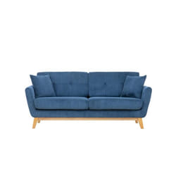 Hoga - Canapé scandinave 3 places en velours côtelé bleu