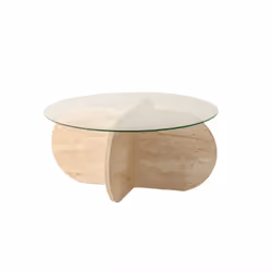 Table basse en bois effet pierre et plateau en verre. Ajoutez une touche de sophistication à votre espace de vie avec cette t ...