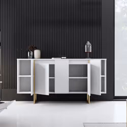 Buffet design blanc et or 160 cm - 4 portes LUXOR, Concept Usine
