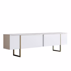 Meuble TV blanc et doré 2 portes 180cm LUXOR, Concept Usine