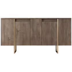 Buffet design bois et or 160 cm - 4 portes Découvrez ce buffet au design contemporain, parfait pour apporter une touche de ch ...