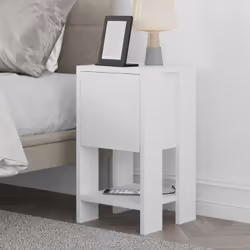 Table de chevet blanche avec porte abattante SISA, Concept Usine