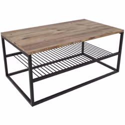 Table basse industrielle avec étagère Ajoutez une touche industrielle et chaleureuse à votre salon avec cette table basse au  ...