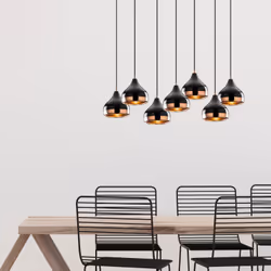 Suspension filaire noire et cuivrée 7 lampes MAYA, Concept Usine