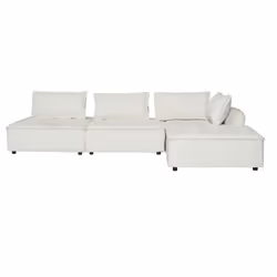 Canapé d'angle 4 places couleur blanc Offrez-vous un confort optimal et une touche d'élégance avec ce canapé d'angle en tissu ...