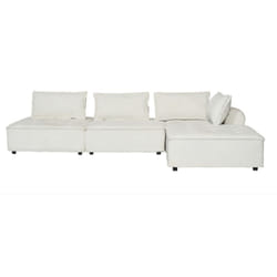Stava - Canapé d'angle modulable 4 places en velours texturé - blanc