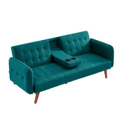 Canapé 3 places convertible avec tablette centrale rabattable vert INVERNESS, Concept Usine