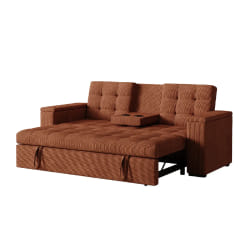 Canapé 3 places convertible avec accoudoirs amovibles terracotta velours côtelé NOHO