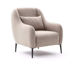 Fauteuil beige avec coussin. Le fauteuil beige, avec son revêtement en lin et polyester, crée une atmosphère cosy et cocoonin ...