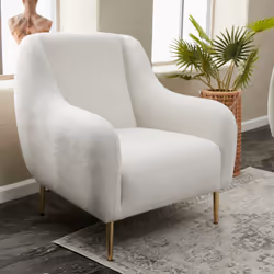 Fauteuil blanc - pieds dorés NEGAN, Concept Usine