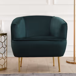 Fauteuil velours vert - pieds dorés DAVIS, Concept Usine