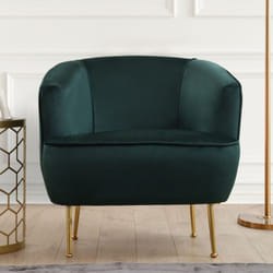 Fauteuil velours vert - pieds dorés DAVIS, Concept Usine