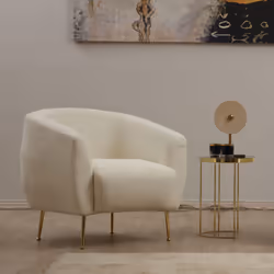 Fauteuil bouclettes rond crème GARCIA, Concept Usine