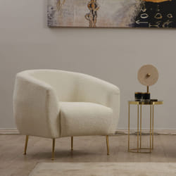 Fauteuil bouclettes rond crème GARCIA, Concept Usine