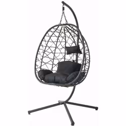 Fauteuil suspendu noir effet rotin avec support Découvrez le fauteuil suspendu Cuzco, un véritable bijou pour votre espace de ...
