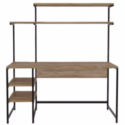 Bureau style industriel chêne et noir à étagères Optez pour un design moderne et fonctionnel avec le bureau contemporain KUHM ...