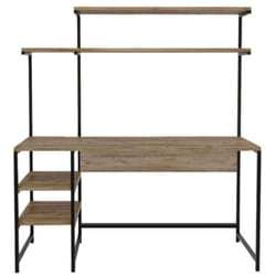 Concept-usine - forssa - Bureau style industriel chêne et noir à étagères