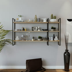 Étagère murale design en métal - 3 rangements - bois et noir VITRO, Concept Usine