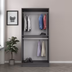 Dressing anthracite avec étagère et penderies - 90 x 210 x 52 cm RIVOLI, Concept Usine