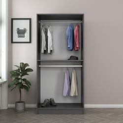 Dressing anthracite avec étagère et penderies - 90 x 210 x 52 cm RIVOLI, Concept Usine
