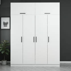 Dressing avec étagères et penderie 15 espaces de stockage blanc FOCH, Concept Usine