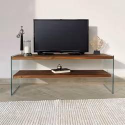 Meuble TV contemporain verre et bois 120 cm JOY, Concept Usine