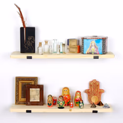 Étagère murale en bois d'épicéa et métal - 2 rangements - bois et noir BUSSA, Concept Usine
