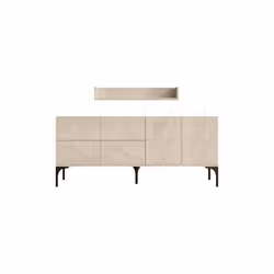 Buffet effet travertin 180 cm 6 portes et étagère AURA, Concept Usine