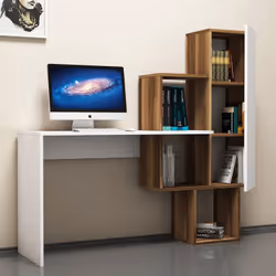Bureau fonctionnel 6 rangements - bois et blanc TURKU, Concept Usine