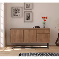 Buffet en bois 2 portes et 3 tiroirs 140 cm SABINOV, Concept Usine