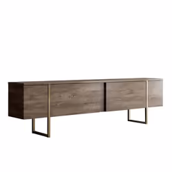 Meuble TV bois et or avec rangement 180 cm BEARN, Concept Usine
