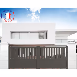 Caractéristiques du portail aluminium coulissant semi-ajouré en kit Le portail aluminium coulissant semi-ajouré coulisse manu ...