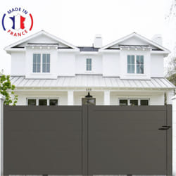 Portail aluminium coulissant plein en kit dimensions L.3000 (entre piliers) X H.1500 mm Couleurs Gris quartz (RAL 7039)