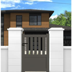 Portillon aluminium modèle semi-ajouré en kit dimensions L.1000 (entre piliers) x H.1300 mm Couleurs Gris quartz (ral 7039)
