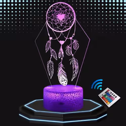 Lampe de chevet 3D LED attrape reves - Veilleuse changement de couleurs – Lampe tactile bureau et chambre enfant - ambiance